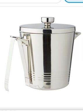 Godinger Top Shelf Ice Bucket with Tongs and Lid - Stainless Steel